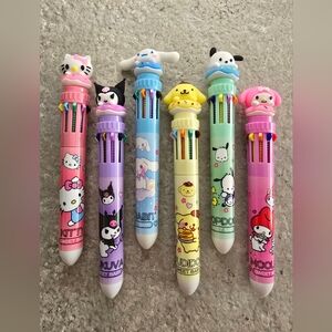6 Pcs Sanrio 10 Color Pens Kawaii